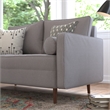 Compact Slate Gray Faux Linen Upholstered Tufted Loveseat with Wooden Legs