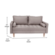 Compact Slate Gray Faux Linen Upholstered Tufted Loveseat with Wooden Legs