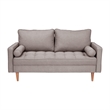 Compact Slate Gray Faux Linen Upholstered Tufted Loveseat with Wooden Legs