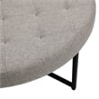 Round Cotton Linen Tufted Ottoman with Black Metal Frame in Gray