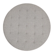 Round Cotton Linen Tufted Ottoman with Black Metal Frame in Gray