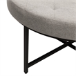Round Cotton Linen Tufted Ottoman with Black Metal Frame in Gray