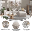 Contemporary 4 Piece Modular Sectional Sofa with Ottoman in Cream Fabric