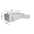 Contemporary 4 Piece Modular Sectional Sofa with Ottoman in Cream Fabric
