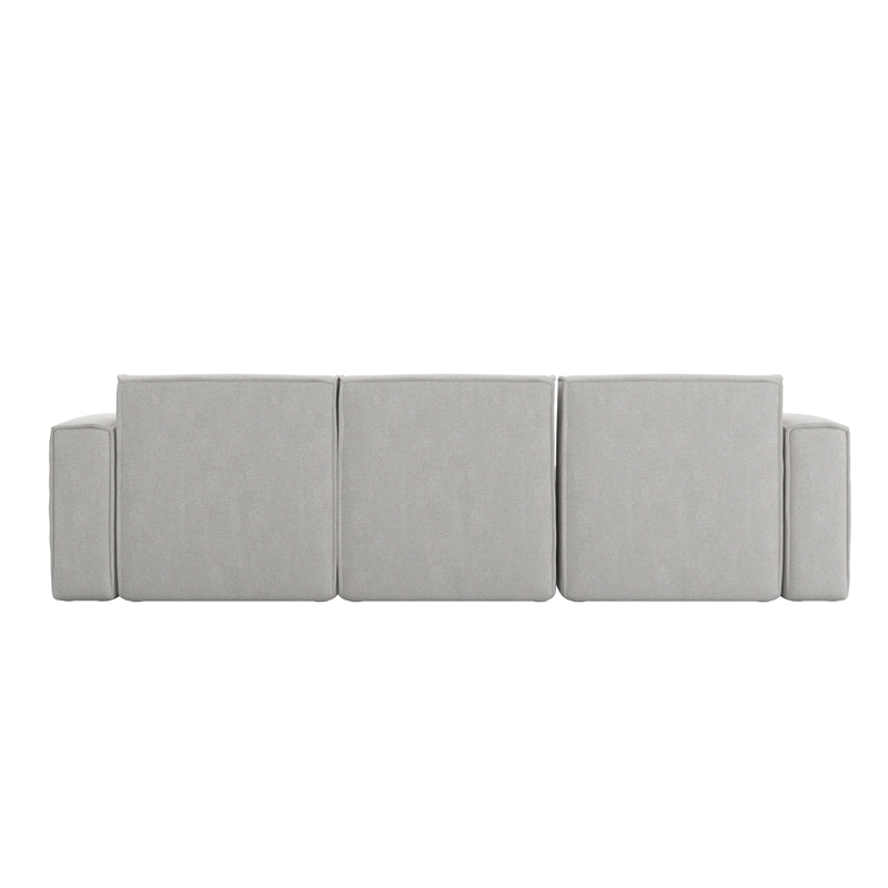 Contemporary 4 Piece Modular Sectional Sofa with Ottoman in Cream Fabric