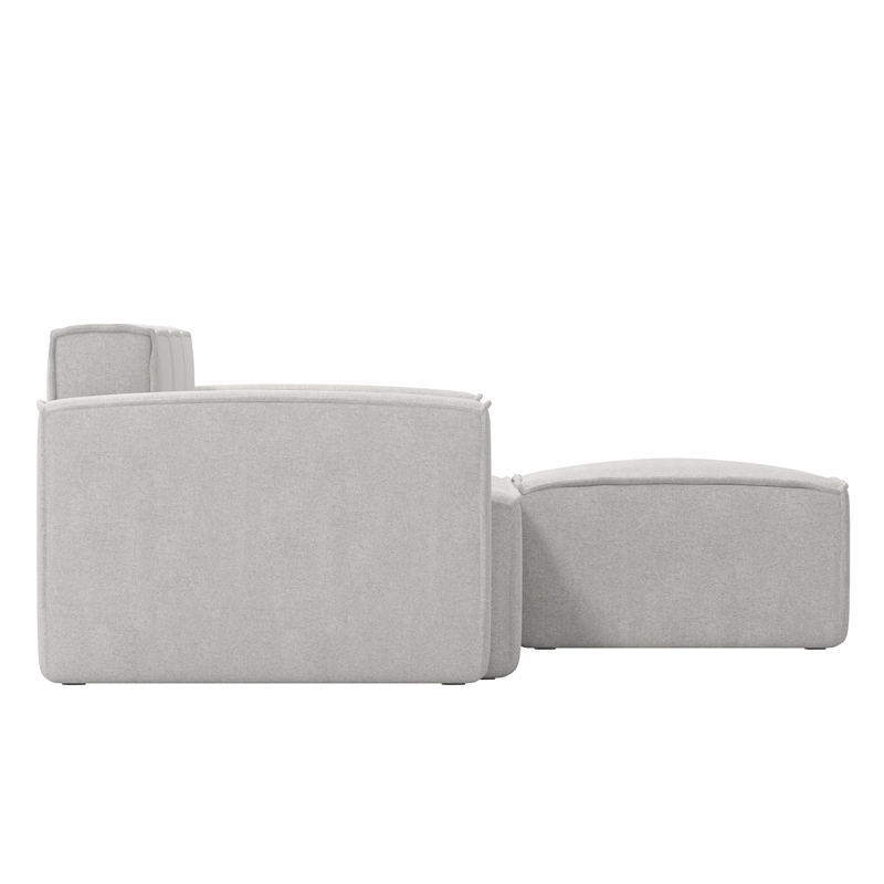 Contemporary 4 Piece Modular Sectional Sofa with Ottoman in Cream Fabric