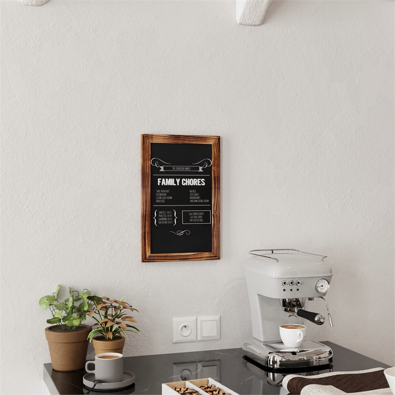Set of 10 Wall Mounted Magnetic Chalkboards in Torched Wood - 9.5