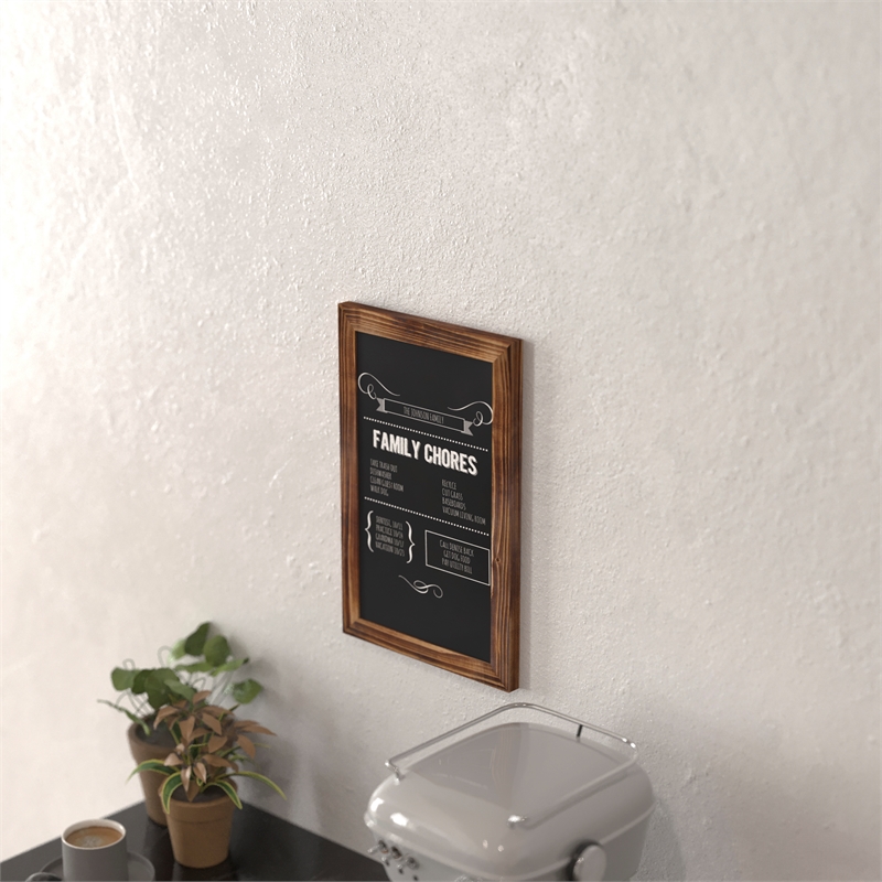 Set of 10 Wall Mounted Magnetic Chalkboards in Torched Wood - 9.5