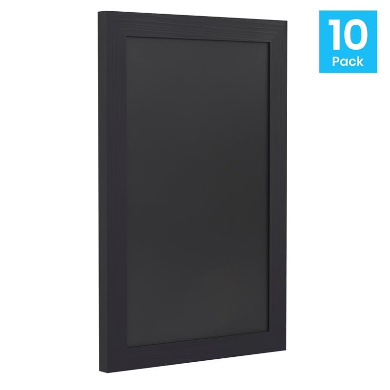 Set of 10 Wall Mounted Magnetic Chalkboards in Black - 9.5