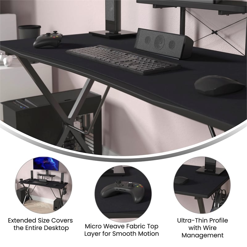 Full Desktop Anti-Slip Rubber Mouse Pad with Micro Weave Surface in Black