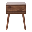 Mid-Century Modern Nightstand with Soft Close Storage Drawer - Dark Walnut