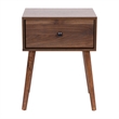 Mid-Century Modern Nightstand with Soft Close Storage Drawer - Dark Walnut