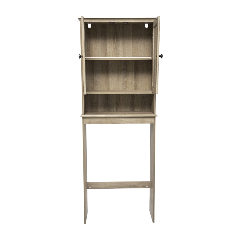 Farmhouse Over the Toilet Cabinet with Shelves and Magnetic Closure Doors-Brown