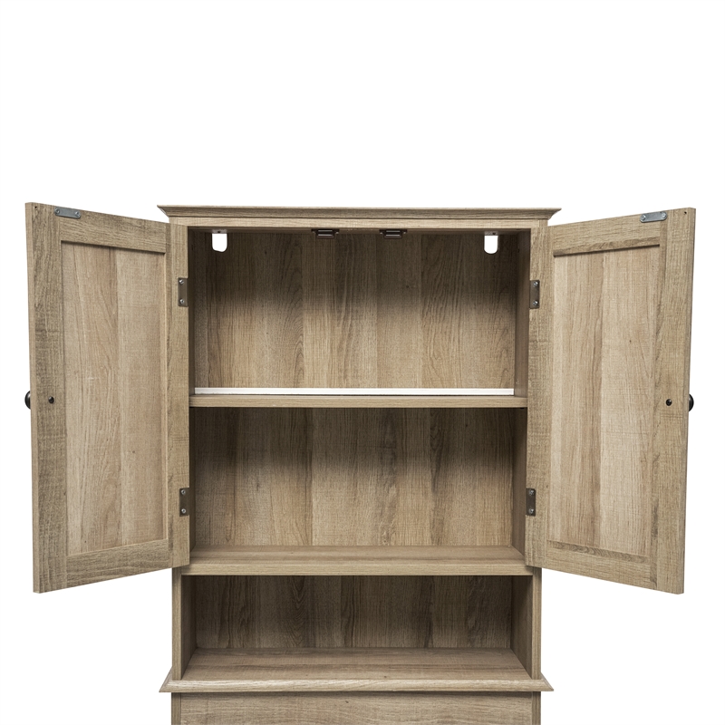 Farmhouse Over the Toilet Cabinet with Shelves and Magnetic Closure Doors-Brown