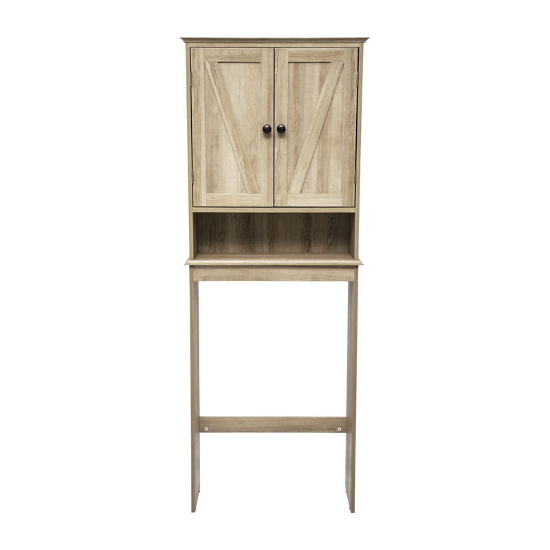Farmhouse Over the Toilet Cabinet with Shelves and Magnetic Closure Doors-Brown