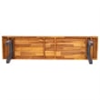 Indoor/Outdoor Solid Acacia Wood Slat Top Bench with Wood Legs - Natural/Gray