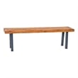 Indoor/Outdoor Solid Acacia Wood Slat Top Bench with Wood Legs - Natural/Gray