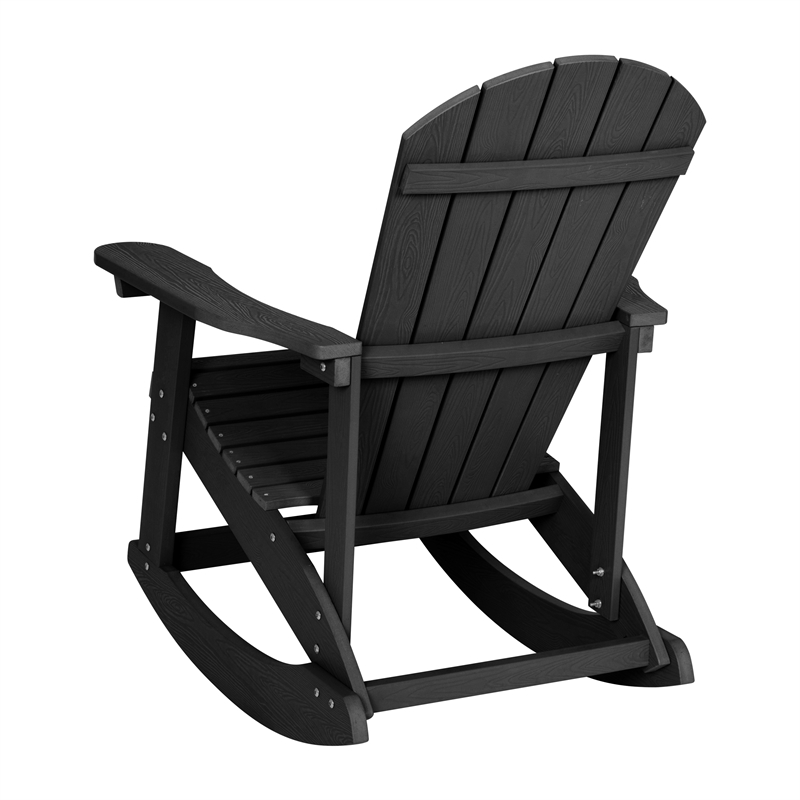 Adirondack Poly Resin Rocking Chairs for Indoor/Outdoor Use in Black - 2 Pack