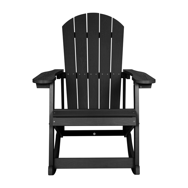 Adirondack Poly Resin Rocking Chairs for Indoor/Outdoor Use in Black - 2 Pack