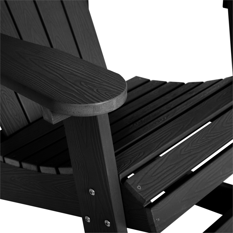 Adirondack Poly Resin Rocking Chairs for Indoor/Outdoor Use in Black - 2 Pack