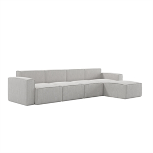 Contemporary 5 Piece Modular Sectional Sofa with Ottoman in Cream Fabric