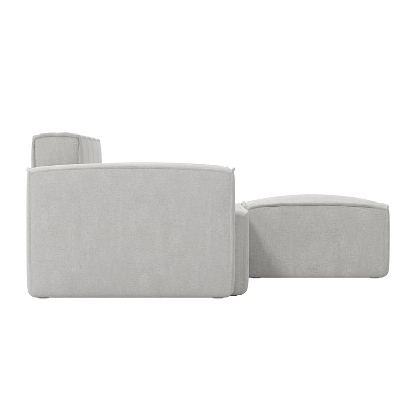 Contemporary 5 Piece Modular Sectional Sofa with Ottoman in Cream Fabric