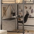 Sturdy Metal Loft Bed Frame in Black with Desk and Safety Rails - Twin