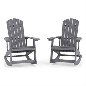 Adirondack Poly Resin Rocking Chairs for Indoor/Outdoor Use in White - 2 Pack