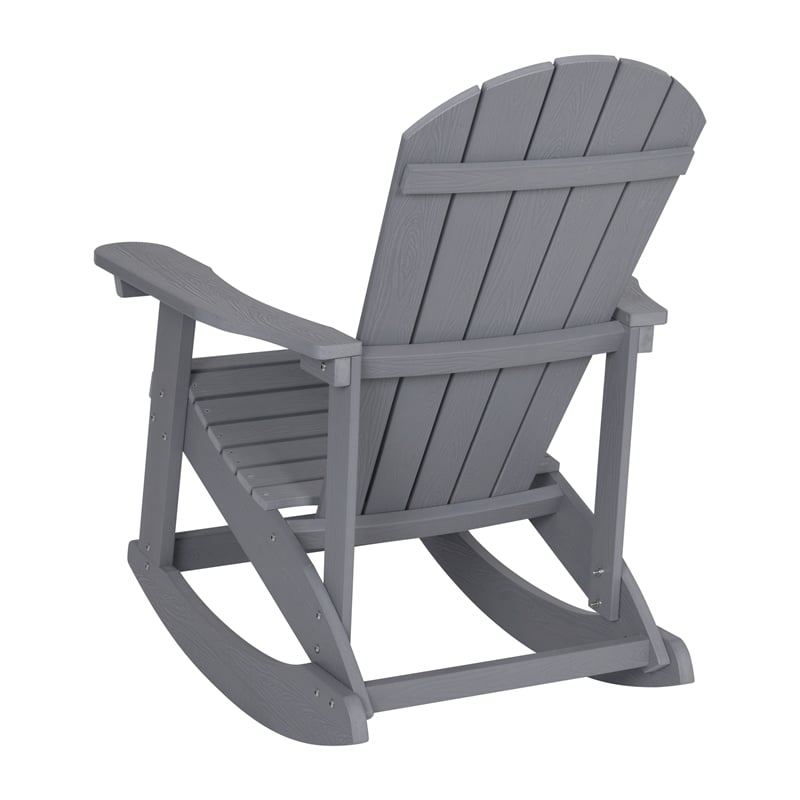 Adirondack Style Poly Resin Wood Rocking Chair for Indoor/Outdoor Use - Black