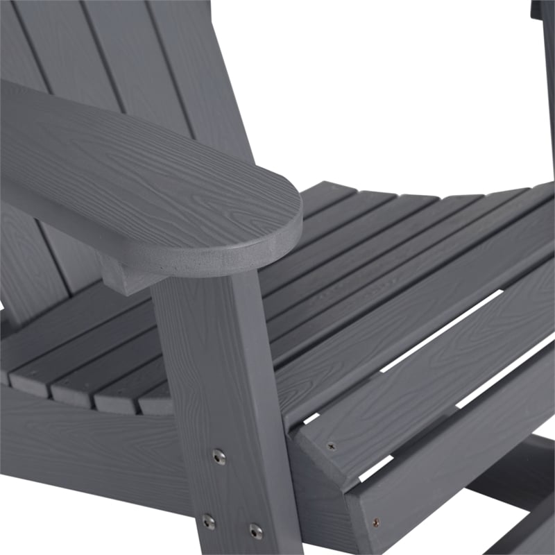 Adirondack Style Poly Resin Wood Rocking Chair for Indoor/Outdoor Use - Black