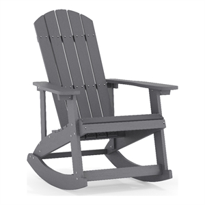 Adirondack Style Poly Resin Wood Rocking Chair for Indoor/Outdoor Use - Black