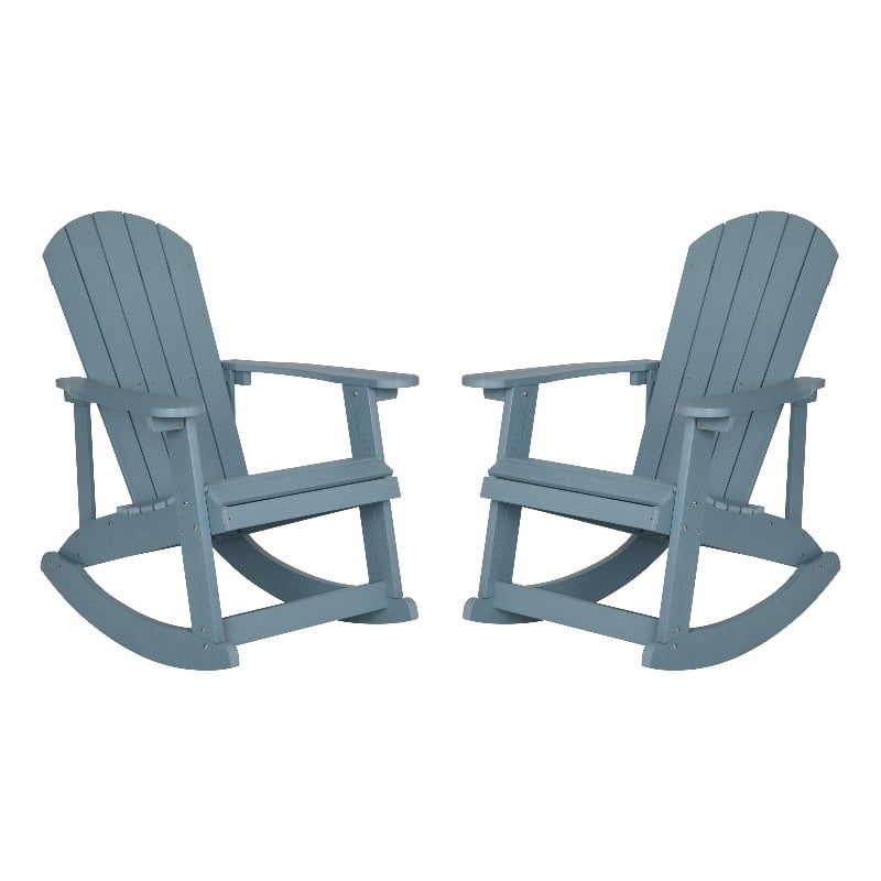 Adirondack Poly Resin Rocking Chairs for Indoor/Outdoor Use in Sea Foam - 2 Pack