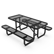 Commercial 6' Rectangular Expanded Mesh Metal Picnic Table with Anchors - Black