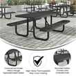 Commercial 6' Rectangular Expanded Mesh Metal Picnic Table with Anchors - Black
