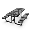 Commercial 6' Rectangular Expanded Mesh Metal Picnic Table with Anchors - Black