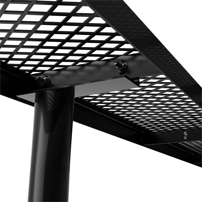 Commercial 6' Rectangular Expanded Mesh Metal Picnic Table with Anchors - Black
