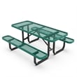 Commercial 6' Rectangular Expanded Mesh Metal Picnic Table with Anchors - Green