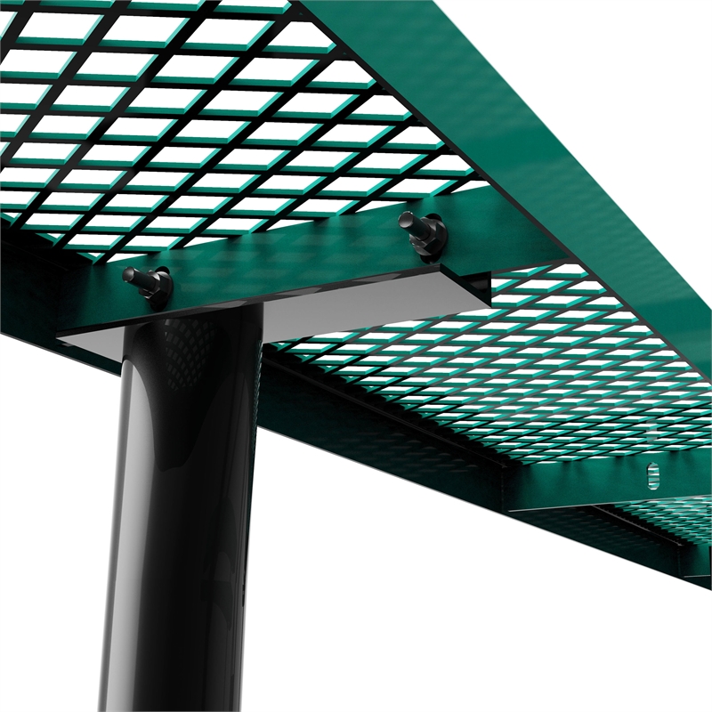 Commercial 6' Rectangular Expanded Mesh Metal Picnic Table with Anchors - Green