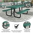 Commercial 6' Rectangular Expanded Mesh Metal Picnic Table with Anchors - Green