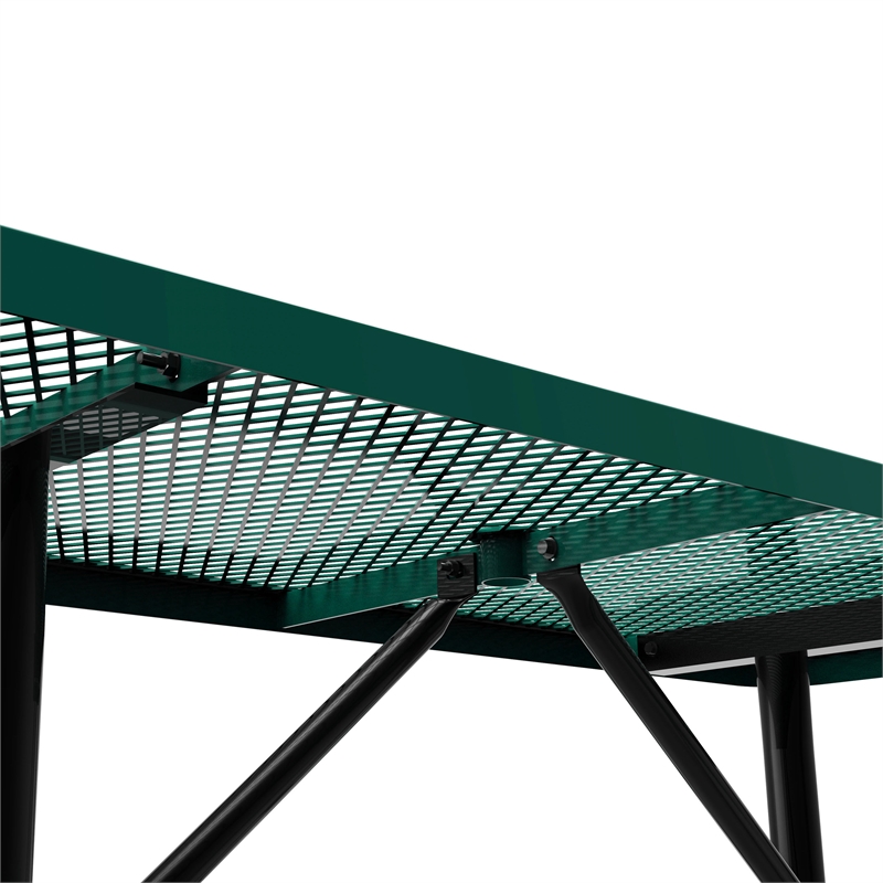 Commercial 6' Rectangular Expanded Mesh Metal Picnic Table with Anchors - Green