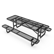 Commercial 8' Rectangular Expanded Mesh Metal Picnic Table with Anchors - Black
