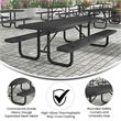 Commercial 8' Rectangular Expanded Mesh Metal Picnic Table with Anchors - Black