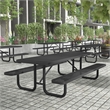 Commercial 8' Rectangular Expanded Mesh Metal Picnic Table with Anchors - Black