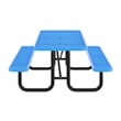 Commercial 8' Rectangle Mesh Metal Outdoor Picnic Table with Ground Anchors-Blue
