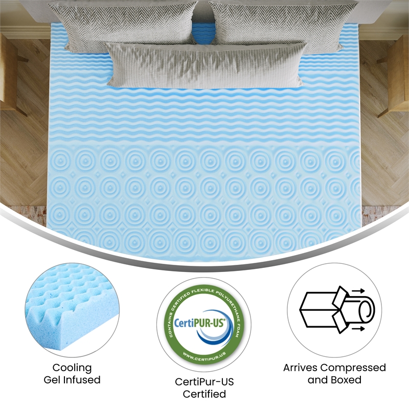 2 Inch Cooling Gel Infused 5-Zone Memory Foam Mattress Topper - California King