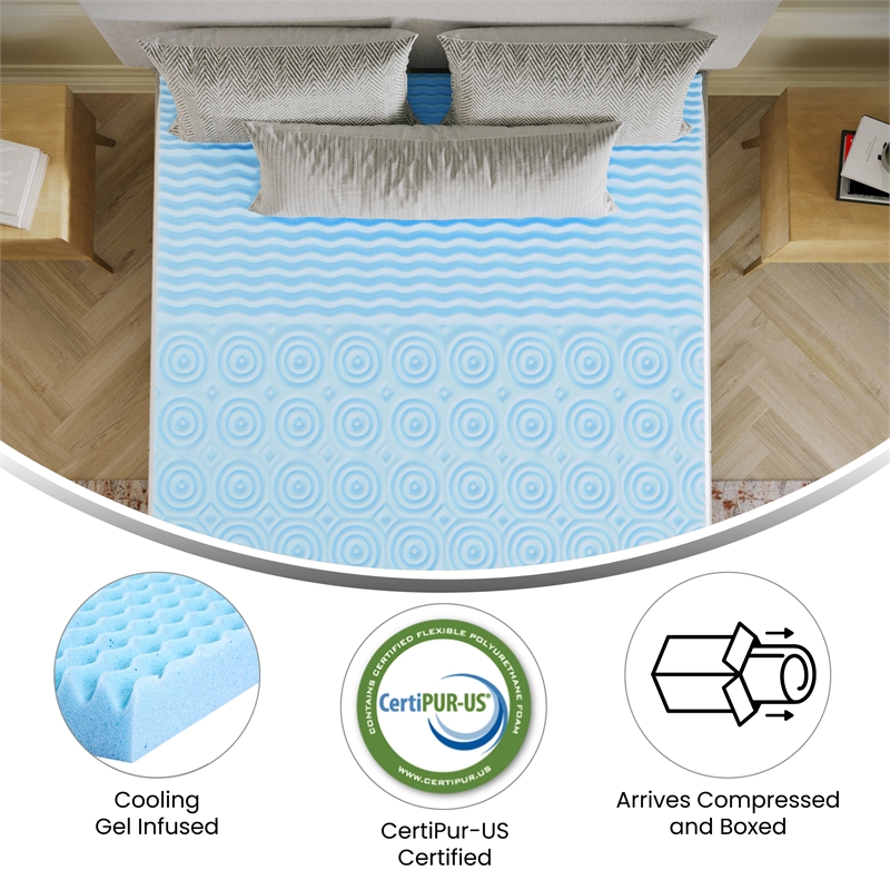 2 Inch Cooling Gel Infused 5-Zone Memory Foam Mattress Topper - Full