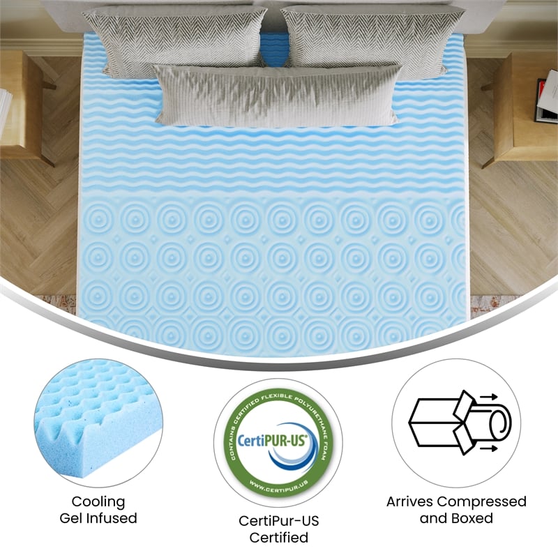 2 Inch Cooling Gel Infused 5-Zone Memory Foam Mattress Topper - Queen