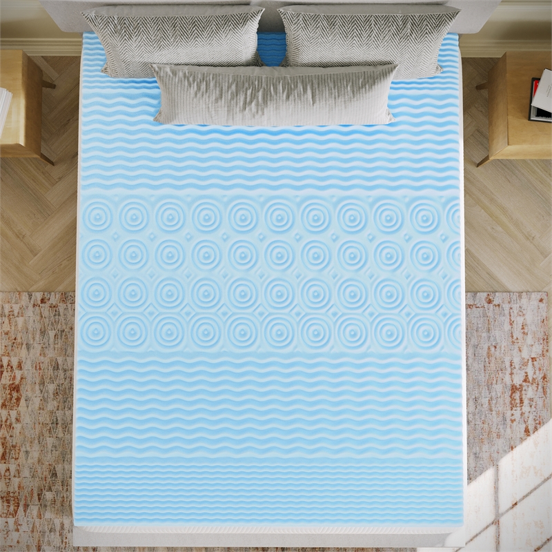 2 Inch Cooling Gel Infused 5-Zone Memory Foam Mattress Topper - Queen