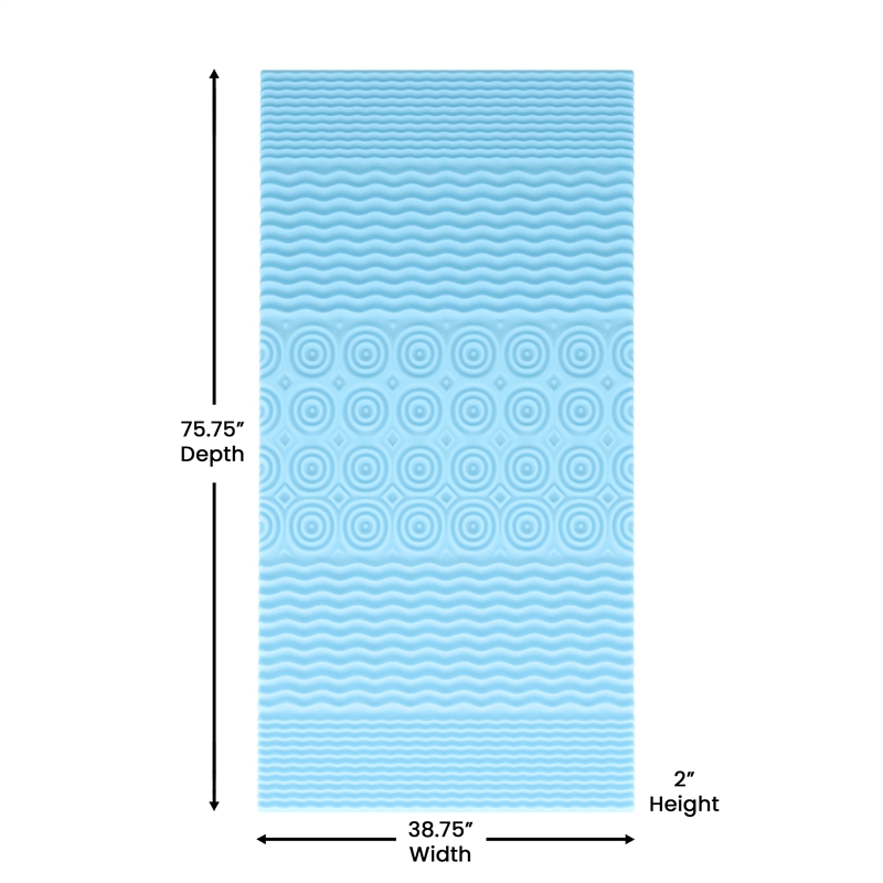 2 Inch Cooling Gel Infused 5-Zone Memory Foam Mattress Topper - Twin