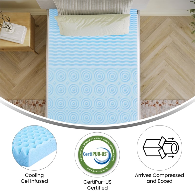 2 Inch Cooling Gel Infused 5-Zone Memory Foam Mattress Topper - Twin XL
